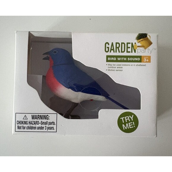 Garden Party Bird With Sound Singing Chirping Motion Activated Blue Red Battery - Picture 2 of 7